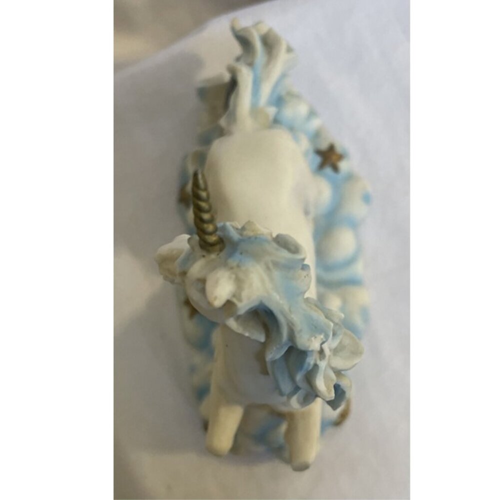 Ceramic Unicorn statue with Green Jewel Stone Green 6x5 Stone is Plastic - Picture 8 of 10
